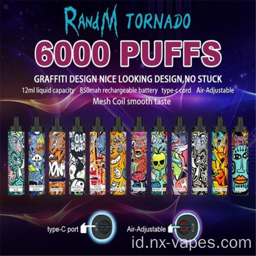 Randm tornado 6000 puffs vape sekali pakai